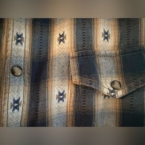 Zara Blue and Tan Plaid Casual Button Down Shirt